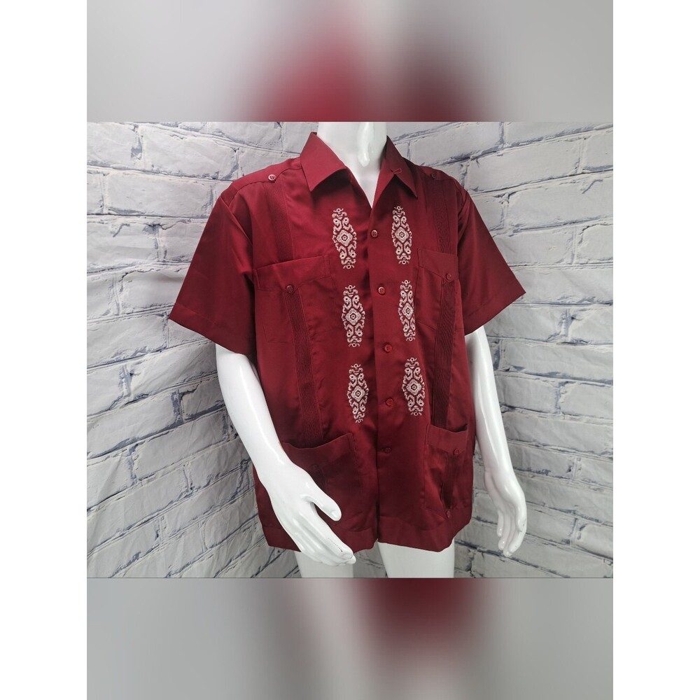 Yuceteca Guayabera Men's Button Front Shirt Embroidered Vintage Mexico 44 / XL